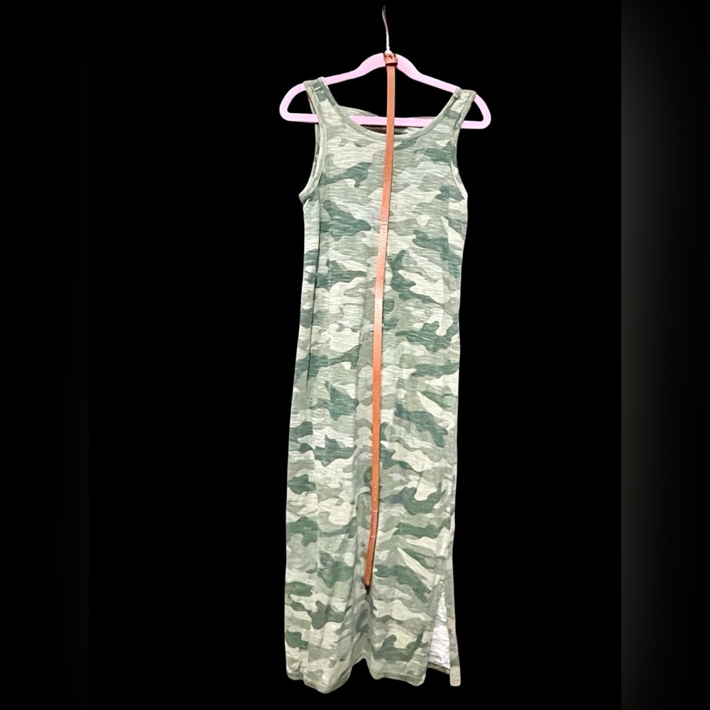 Girls camouflage maxi dress with brown belt